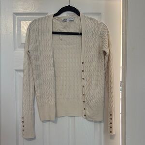 Zara Cream Cable Knit Cardigan